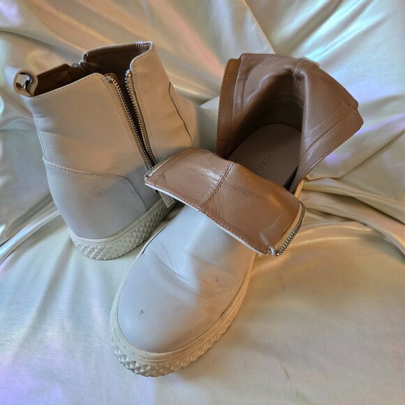 AEROSOLES Cream and White High-Top Wedge Platform Sneaker Boots Size 10.5 US - Picture 9 of 13